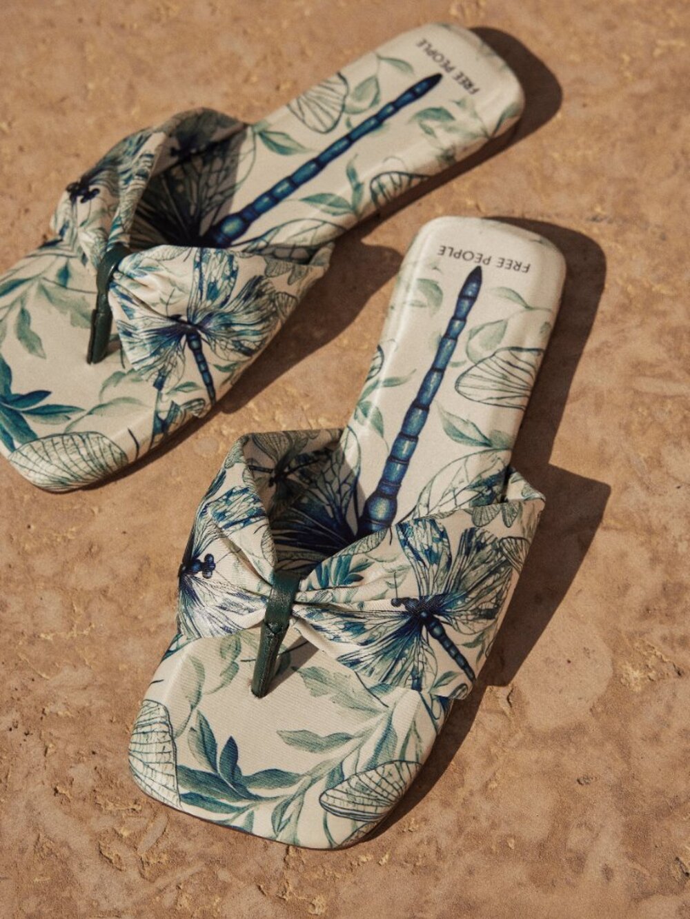 FREE PEOPLE Tia Ruched Printed Sandals / Dragonfly Bandana